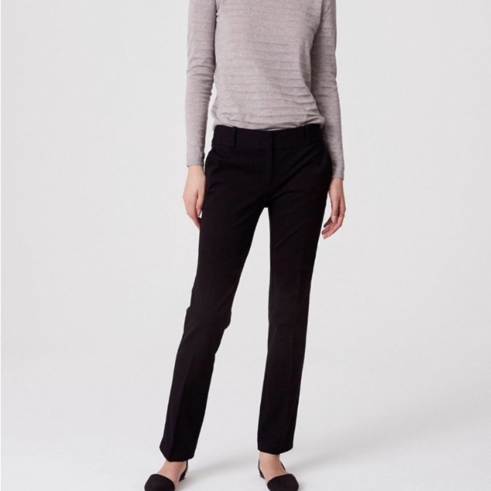 LOFT Black “Marisa” Regular Rise Straight Leg Trousers Slacks Dress Pants Size 4